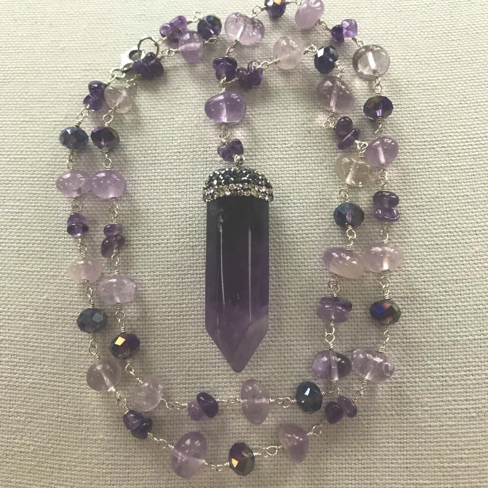 Amethyst Point Station Necklace